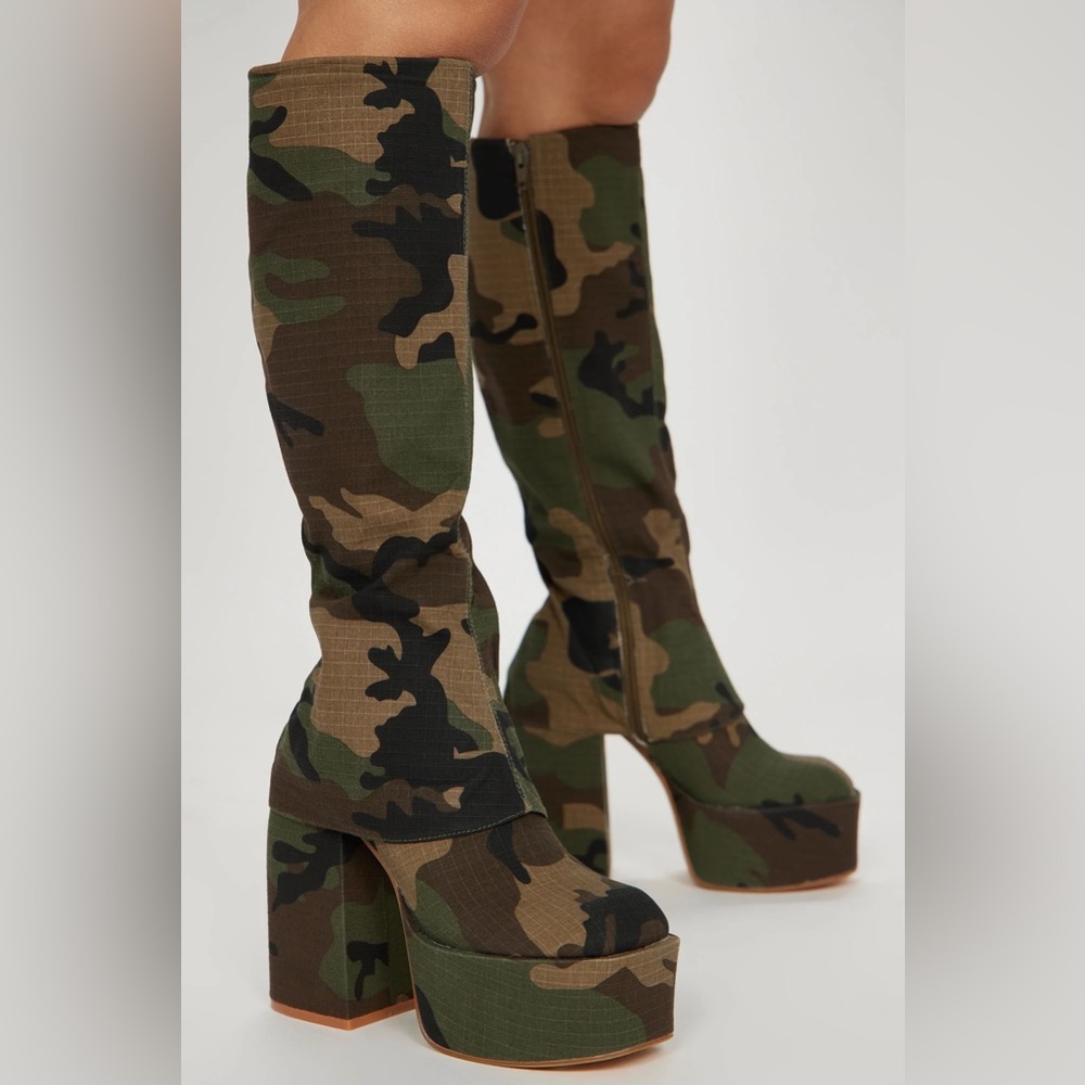 Camouflage Platform Overlay Boots